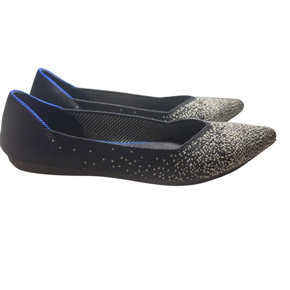 Rothy's Womens 8 The Point Metallic Ballet Flats Black Knit Stary Night Retired - Picture 2 of 10